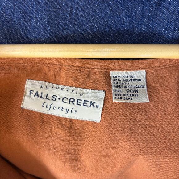 Rust Orange Short Sleeve Button Up Blouse Falls Creek 20W | Dark Autumn - Picture 4 of 7